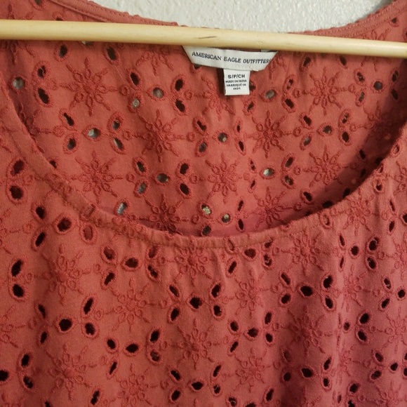 Rustic Orange Blouse with Decorative Design - Picture 2 of 5